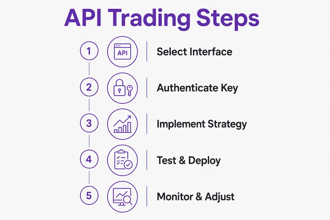 Vertical flow infographic of Binance API trading steps