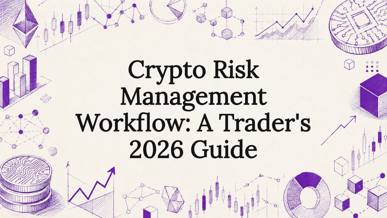 Decorative crypto risk management title card illustration