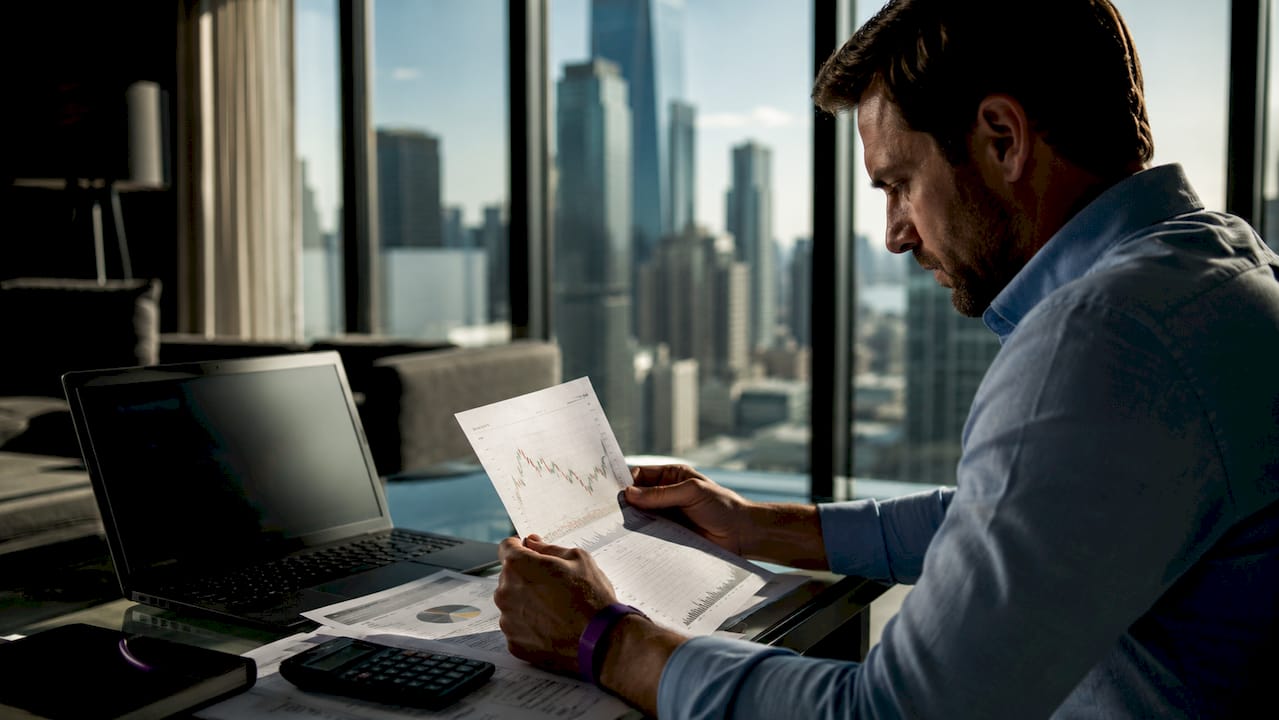 Trader reviewing crypto risk management documents