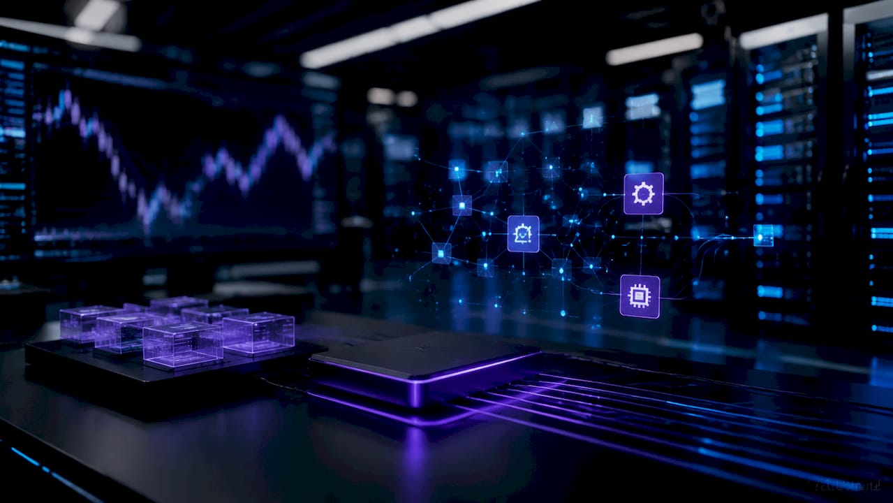 Trader reviewing cryptocurrency trading options at desk