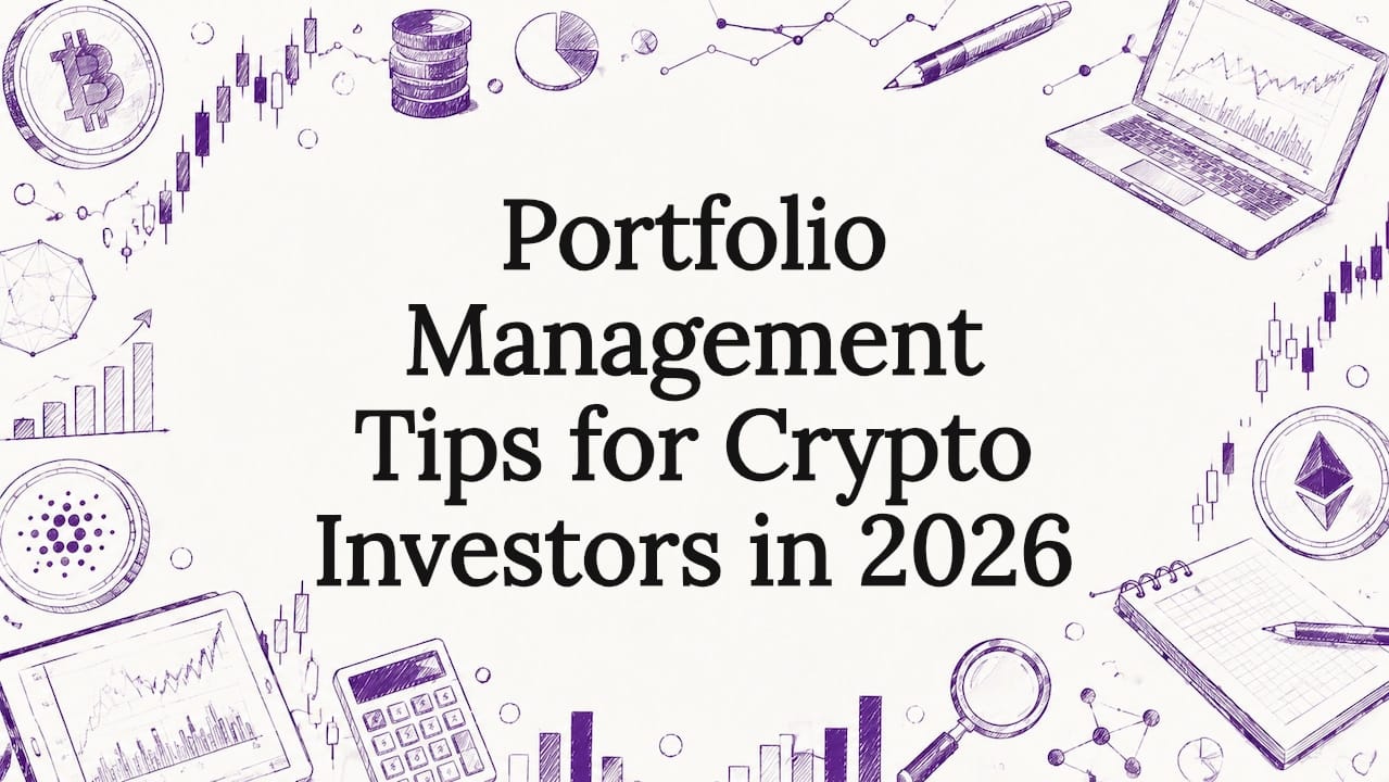 Decorative sketch framing crypto finance title